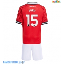Camisa de time de futebol Manchester United Leny Yoro #15 Replicas 1º Equipamento Infantil 2025-26 Manga Curta (+ Calças curtas)